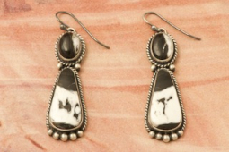 Genuine White Buffalo Turquoise Sterling Silver Navajo Earrings
